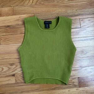 House of Harlow 1960 Green Sleeveless Ribbed Tank Top